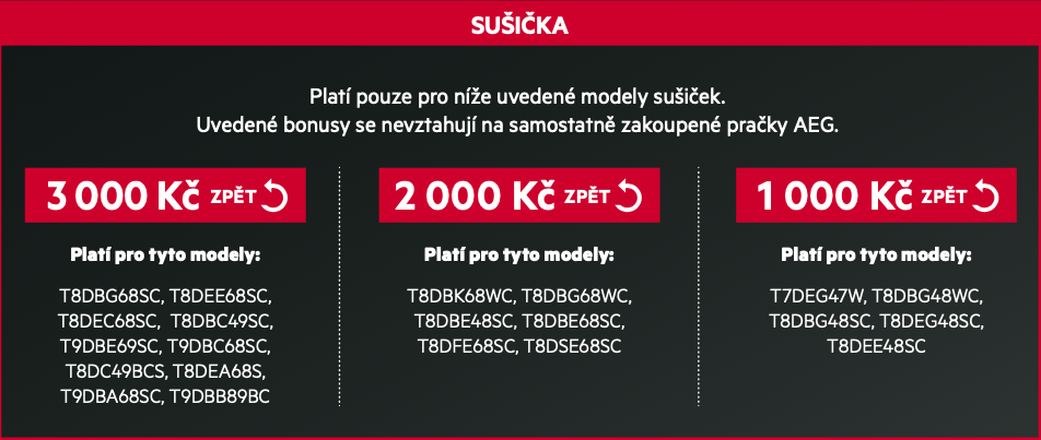 Pračky a sušičky - cash back