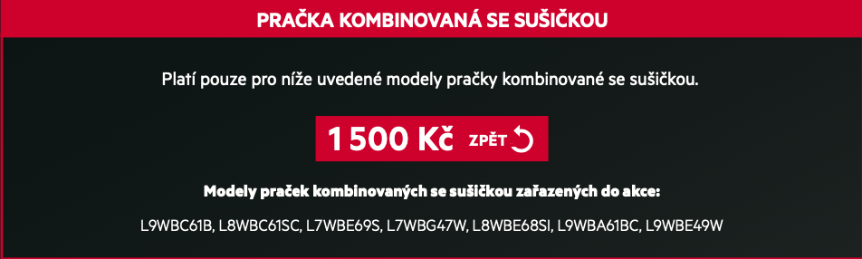 Pračky a sušičky - cash back