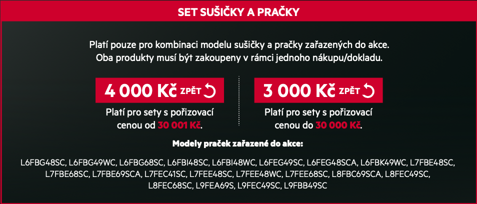 Pračky a sušičky - cash back